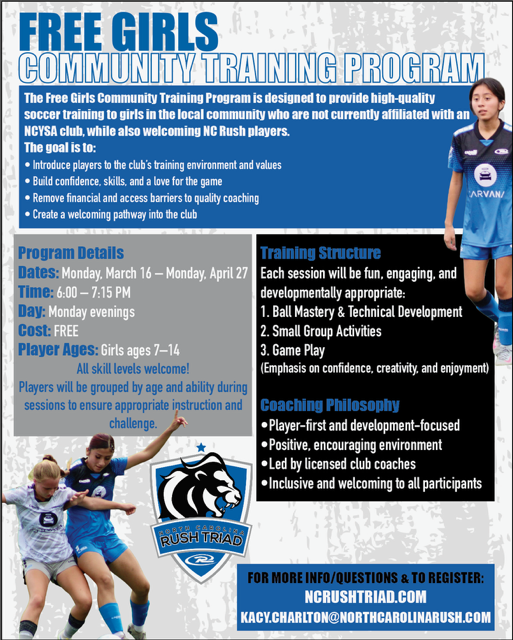 Free Community Training Program for Girls Soccer