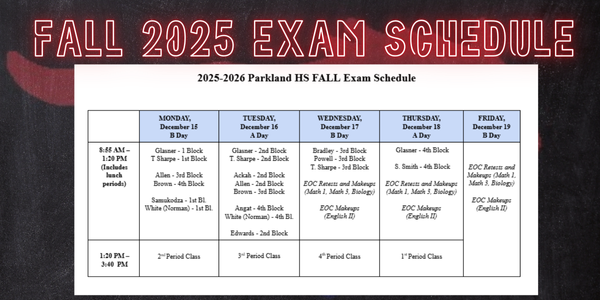 Fall 2025 Exam Schedule