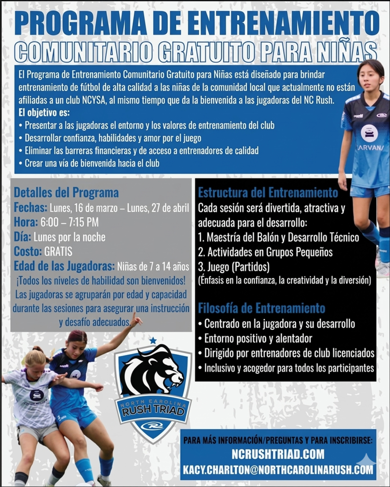 Free Community Training Program for Girls Soccer