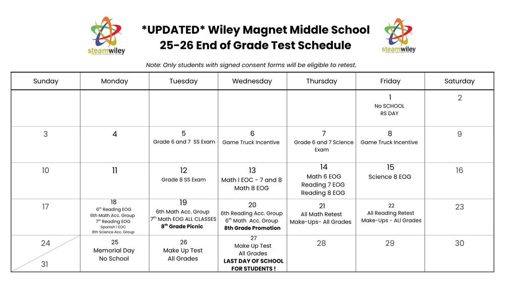 Updated EOG Schedule 