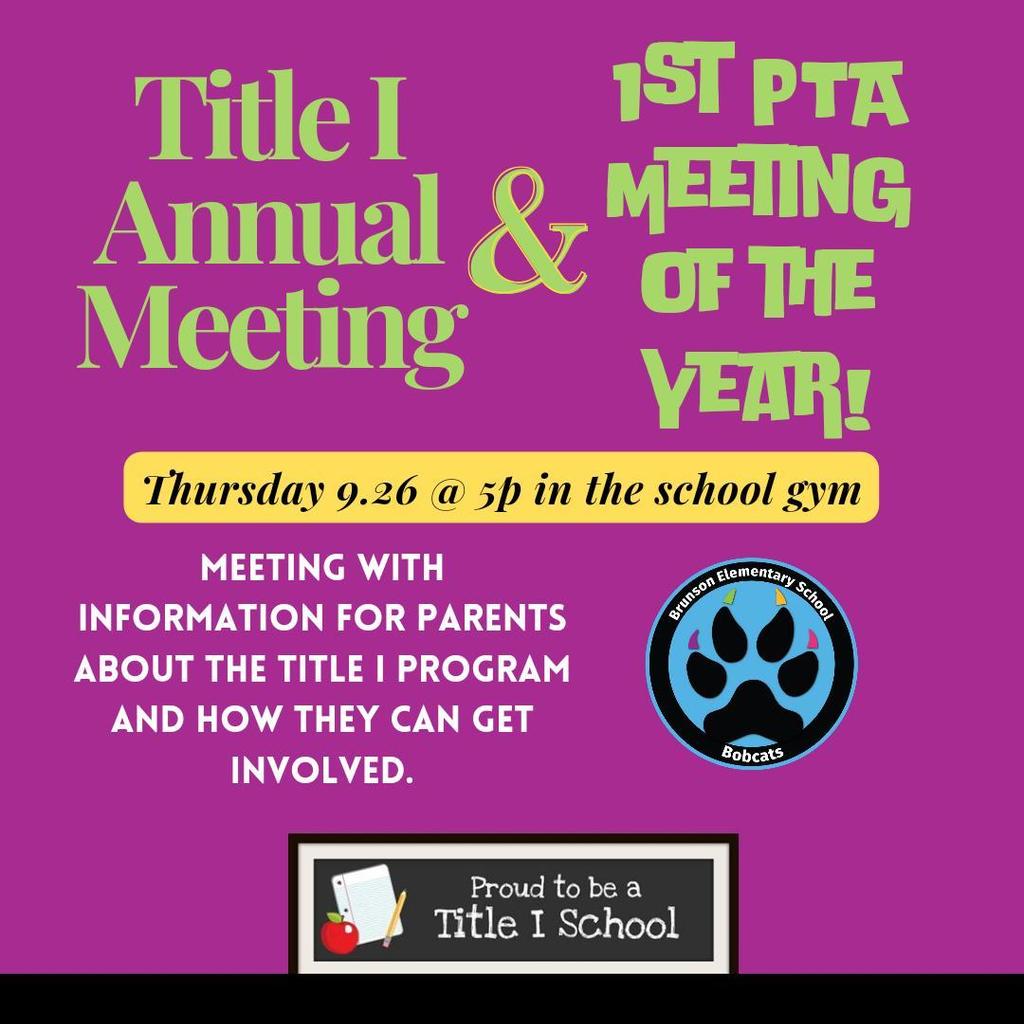PTA and Title I Annual Meeting
