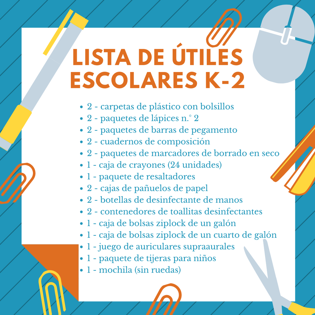 Lista de Utiles Escolares K-2
