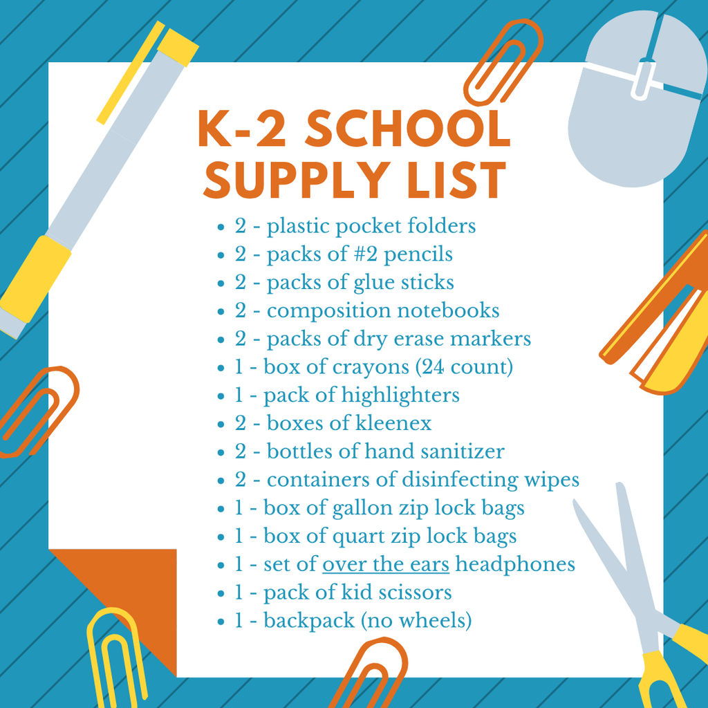 K-2 School Supply List