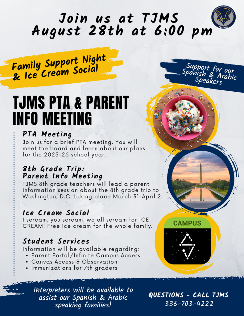 Ice Cream Social August 28th from 6-7 pm
