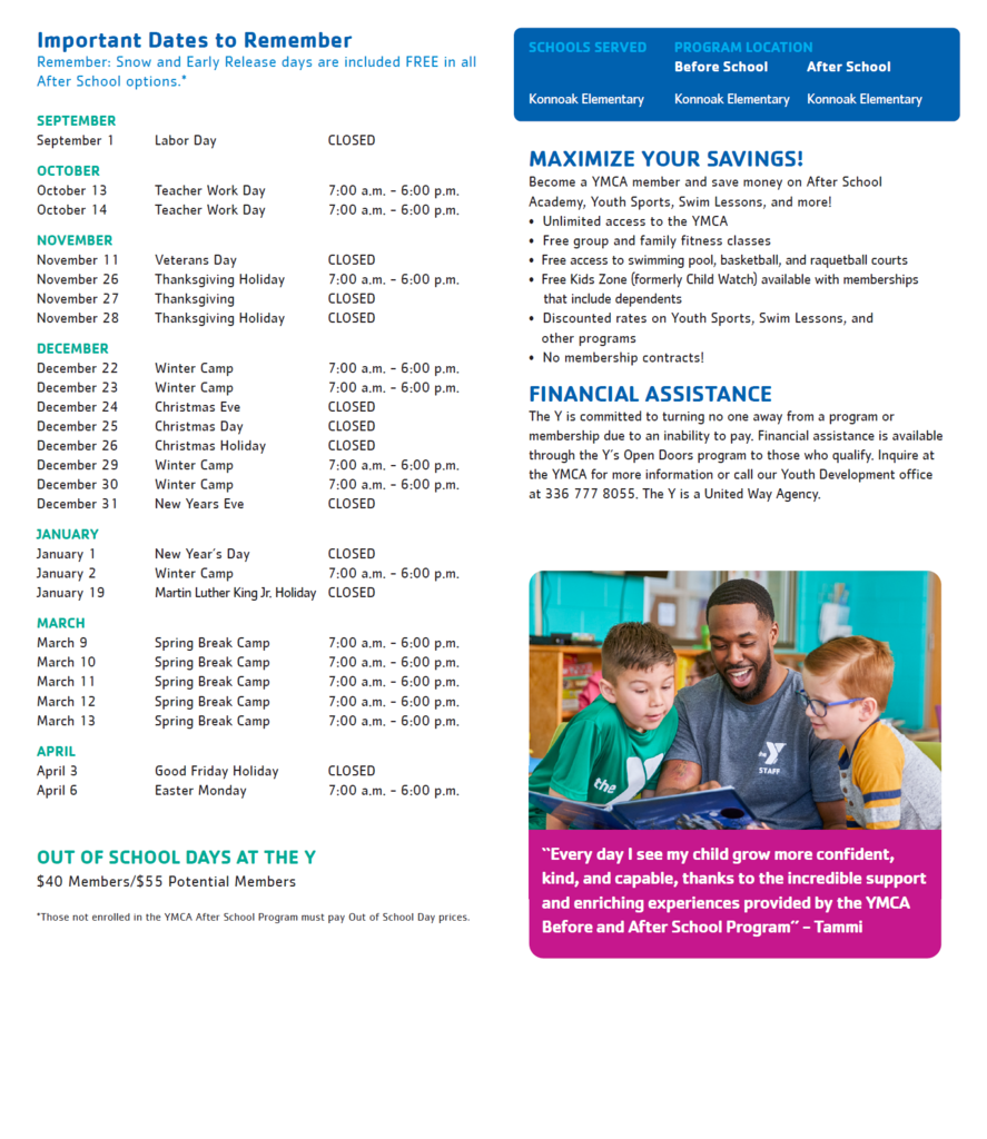 Konnoak YMCA Dates
