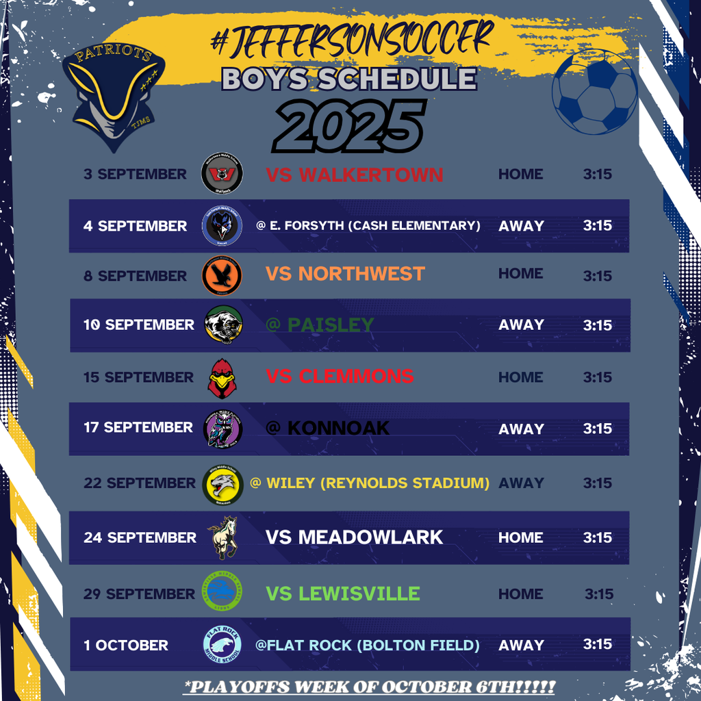 Boys Soccer Schedule