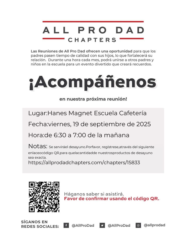 Espanol All Pro Dad flyer