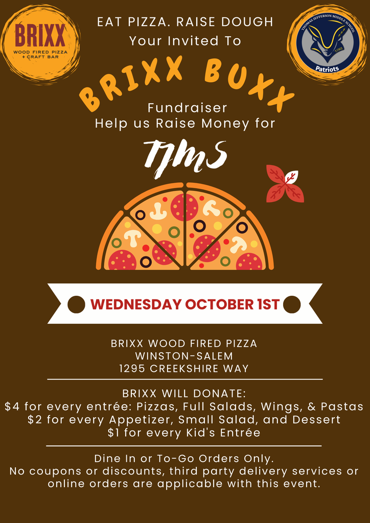 Brixx Wood Fired Pizza Spirit Night- 10/1