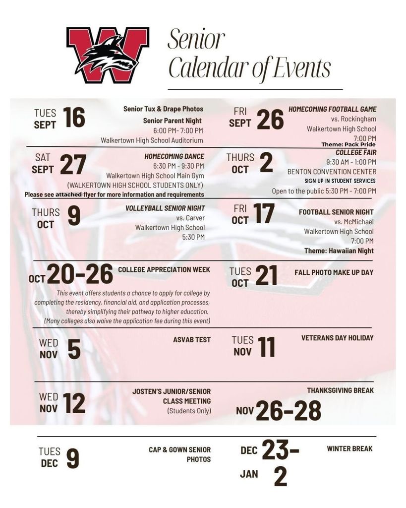 Senior Event Dates