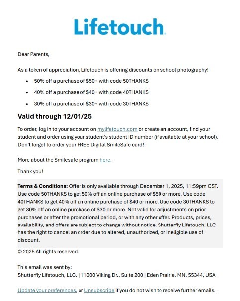 Lifetouch Flyer/Letter