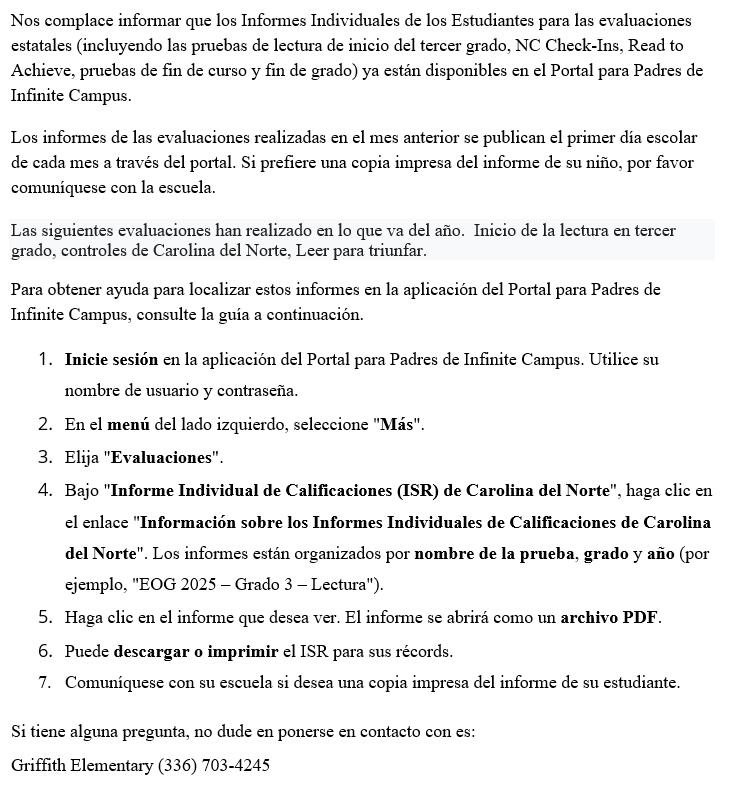 Parent Portal Test Score Instructions