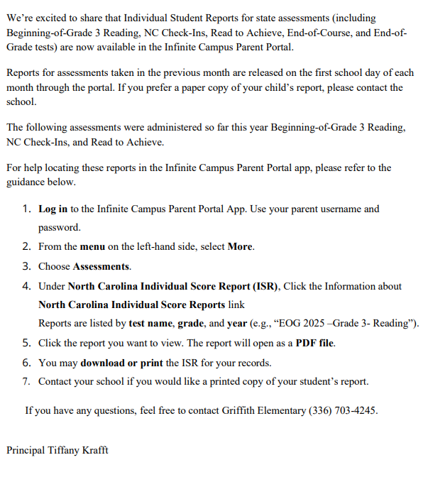 Parent Portal Test Score Instructions