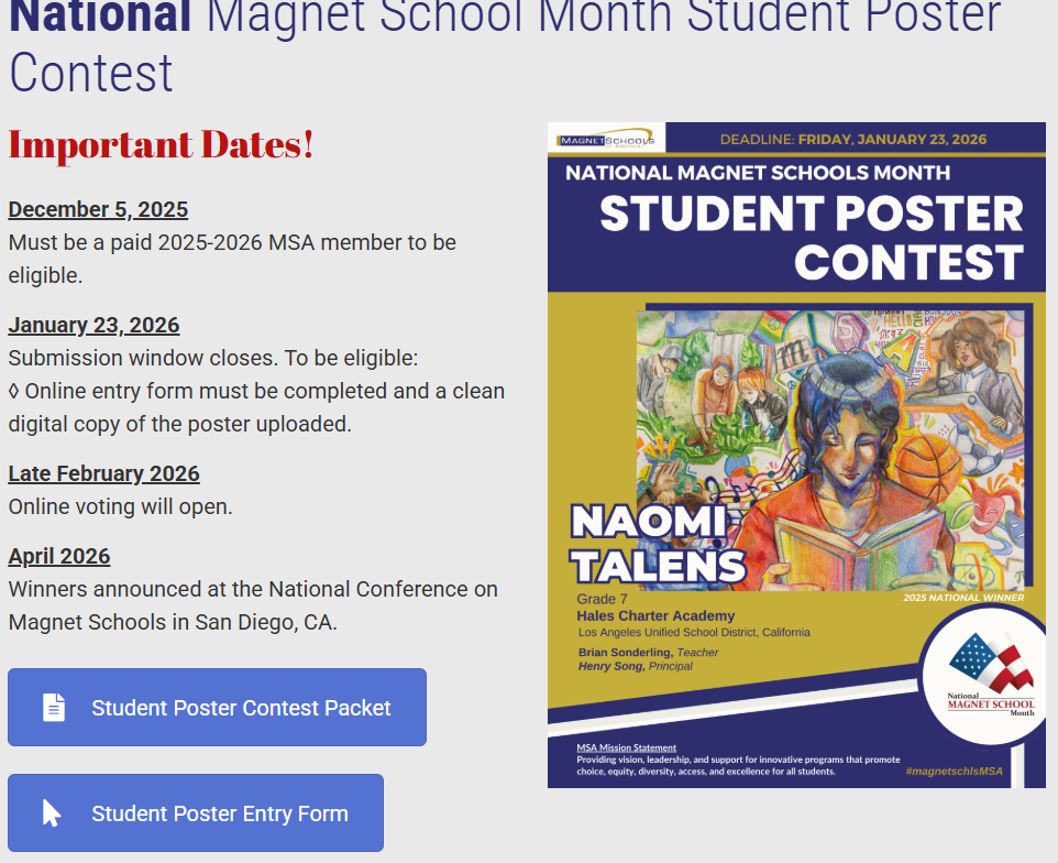 Last years winner Magnet Schools of America Poster Contest 