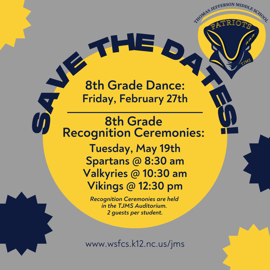 8th grade Dance Date and 8th Grade Recognition Ceremonies Date