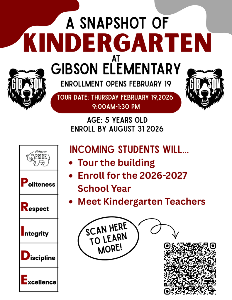 Kindergarten Registration Information at Gibson Elementary