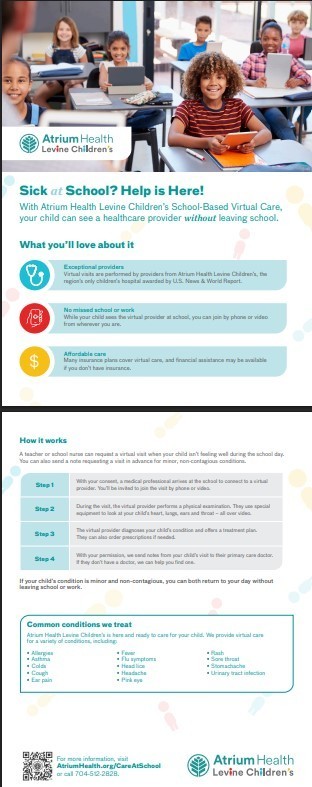 Flyer for School Based Virtual Care