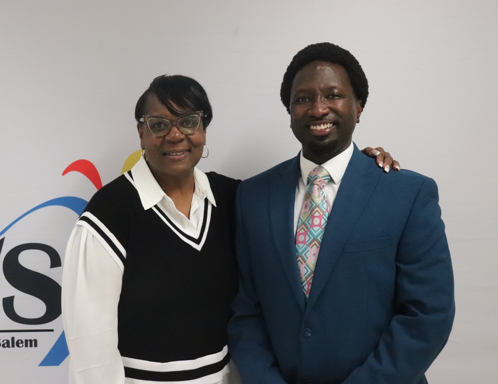 Principal Alfreda Smith with Wilton Mitchell
