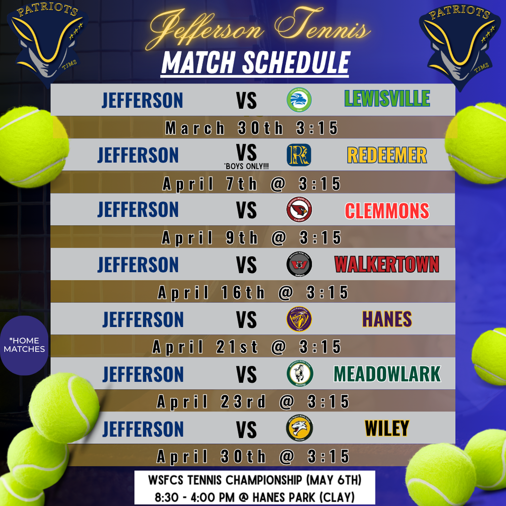 Tennis schedule