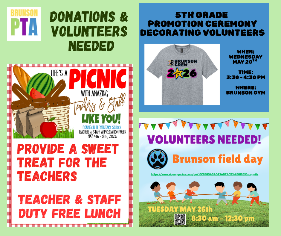 PTA Donations and Volunteers