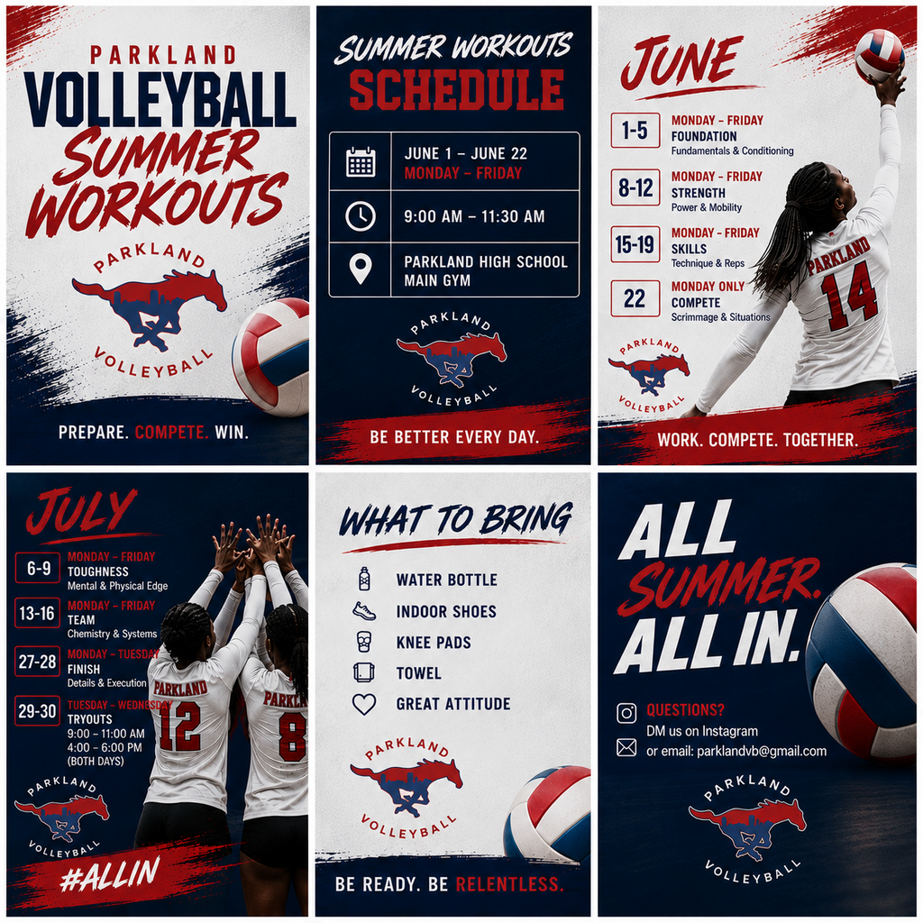 PARKLAND VOLLEYBALL SUMMER  WORKOUTS - PREPARE. COMPETE. WIN.