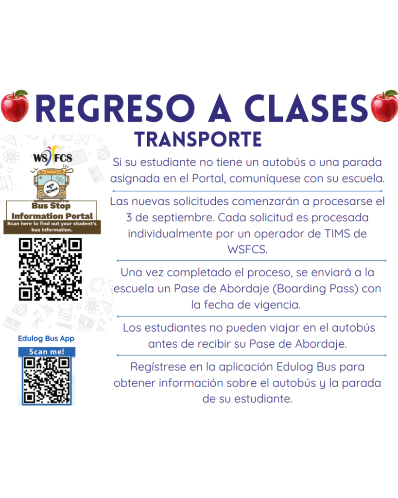Back to School Transportation Spanish