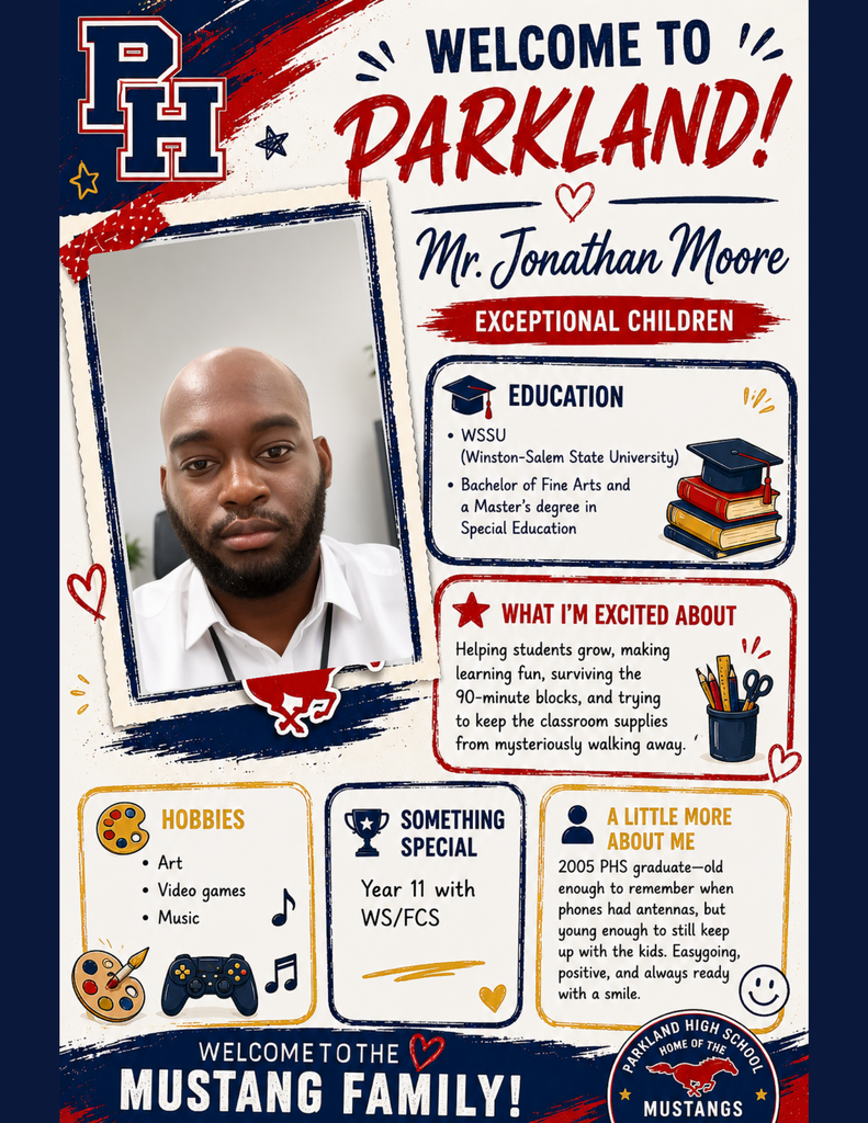 The Mustang Family welcomes Mr. Jonathan Moore to our Exceptional Children's Department!