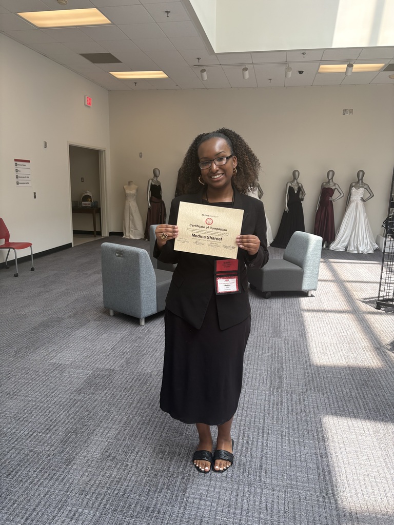 North Carolina State University Textile Exploration Program Madina Shareef, a senior and CTE Fashion and Textile Concentrator at Parkland High School, participated in North Carolina State University’s STEP Summer Textile Exploration Program for one week.