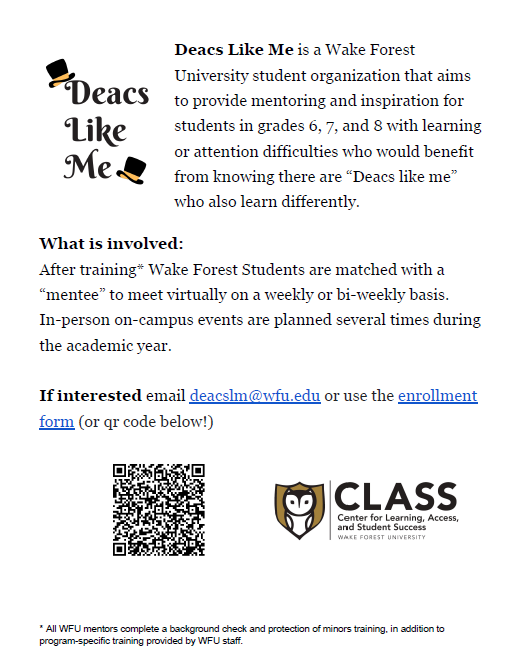 Deacs Like Me Mentoring Program