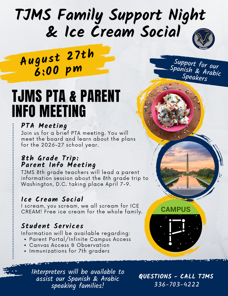 TJMS Parent Support Night & Ice Cream Social