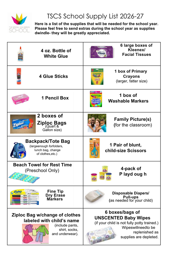 2026-27 School Supply List
