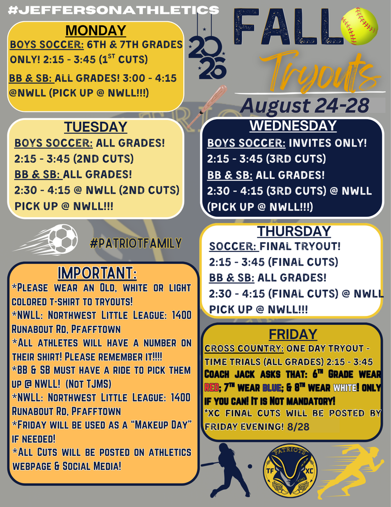 Revised Fall Sports Tryouts