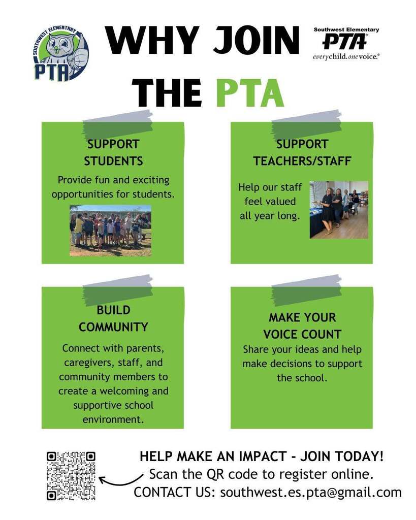 Join the pta- support students, support teachers/staff, build community, make your voice count