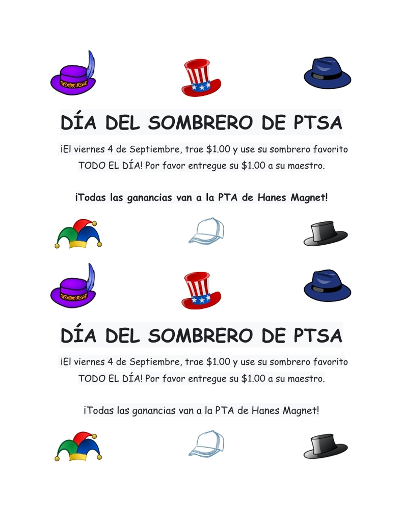 PTSA Hat Day Spanish