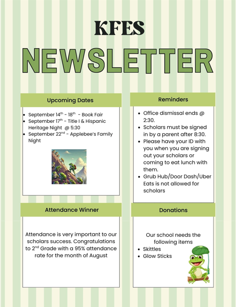 September 2026 KFES Newsletter #kimmelfarmfrogs #wsfcs