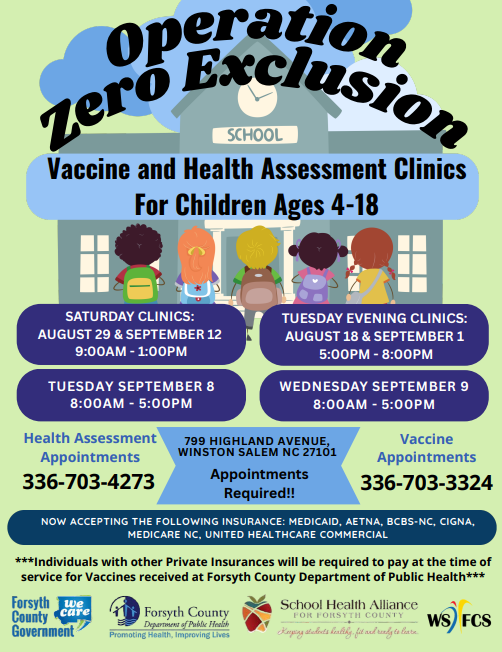 Operation Zero Exclusion Vaccine and Health Assessment Clinics For Children Ages 4-18