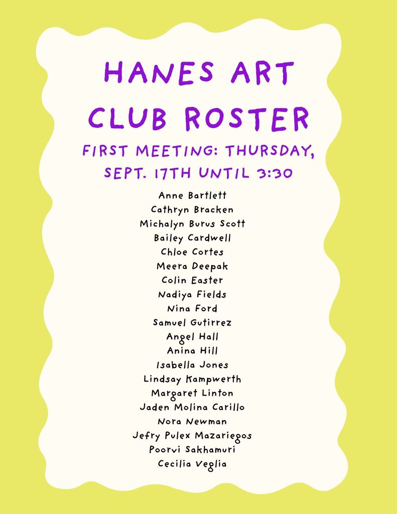 Art Club Roster 26-27