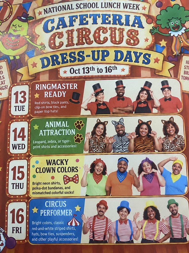 School Lunch Spirit Week Fall 2026