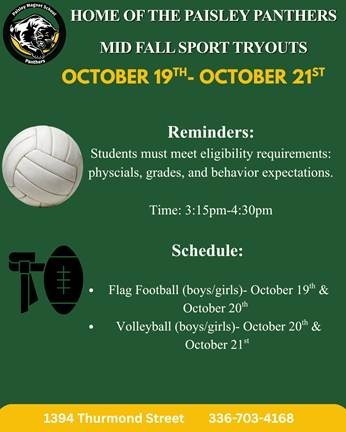 Paisley Mid Fall Sport Tryouts