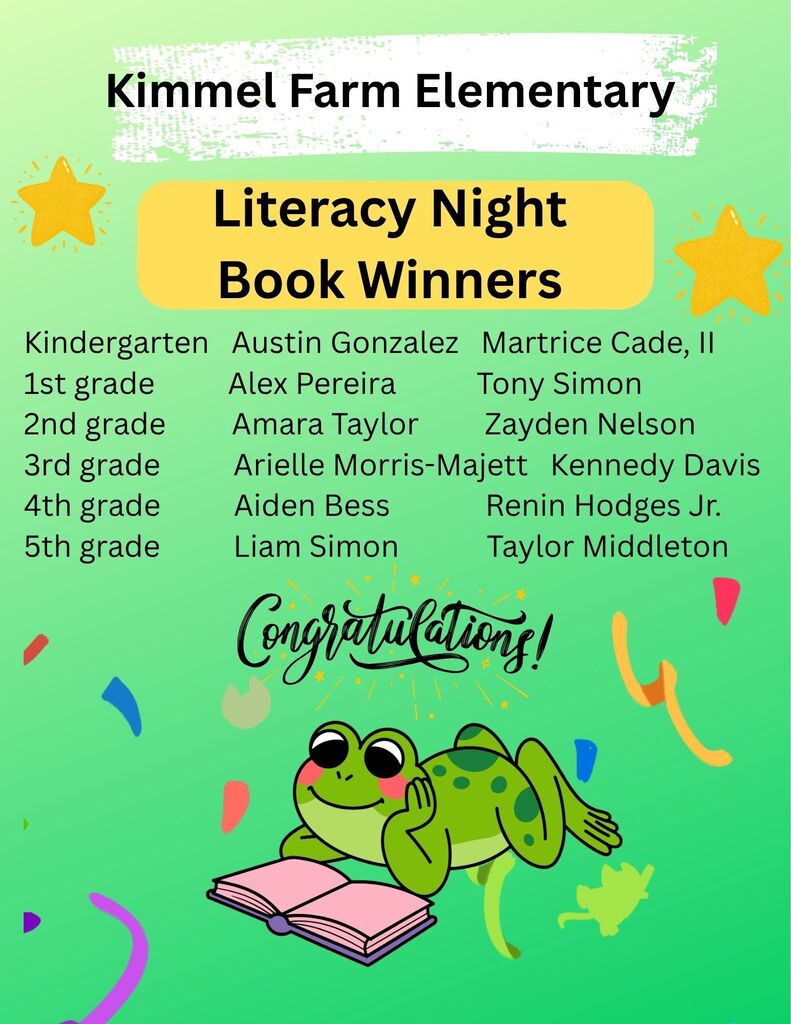 Literacy Night book Winners FALL 2026