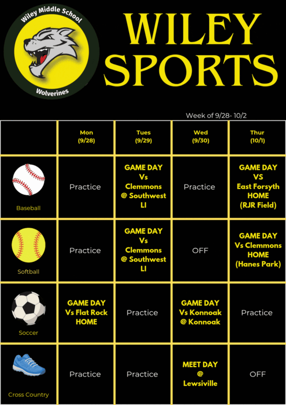 Wiley Sports Weekly Schedule