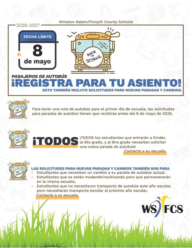 Información sobre el autobús escolar para el año escolar 2026-2027