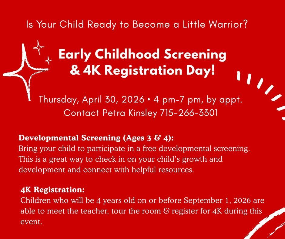 Early Childhood Screening & 4K Registration Flyer
