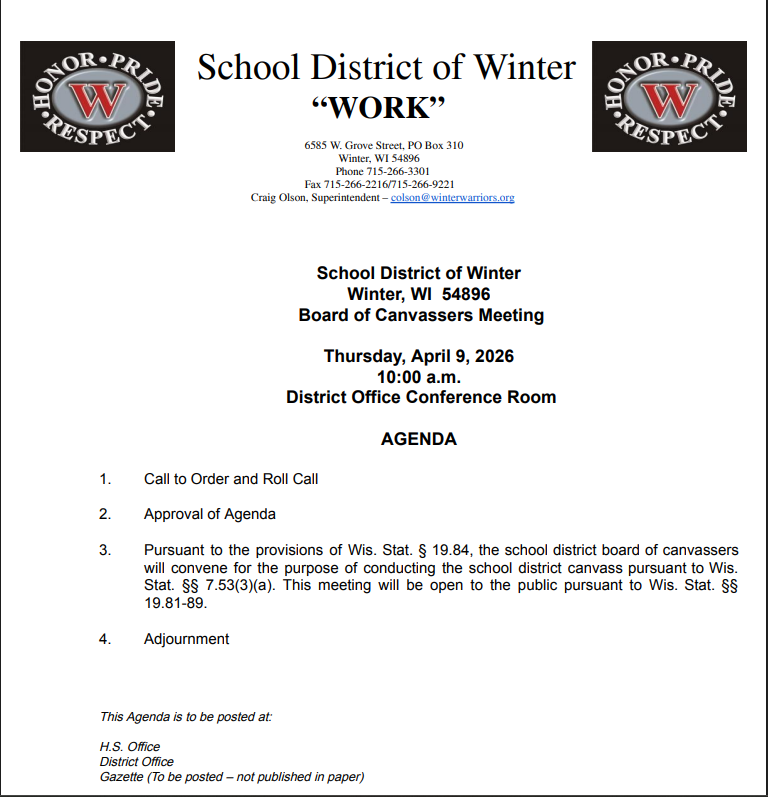 Board of Canvassers Meeting Information