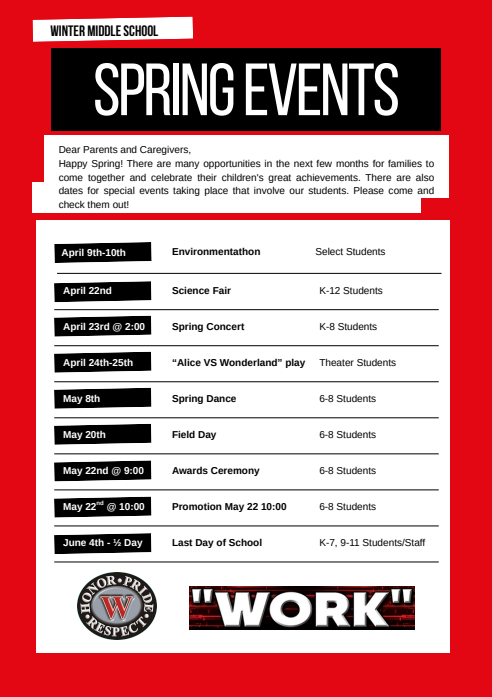 WMS Spring Events