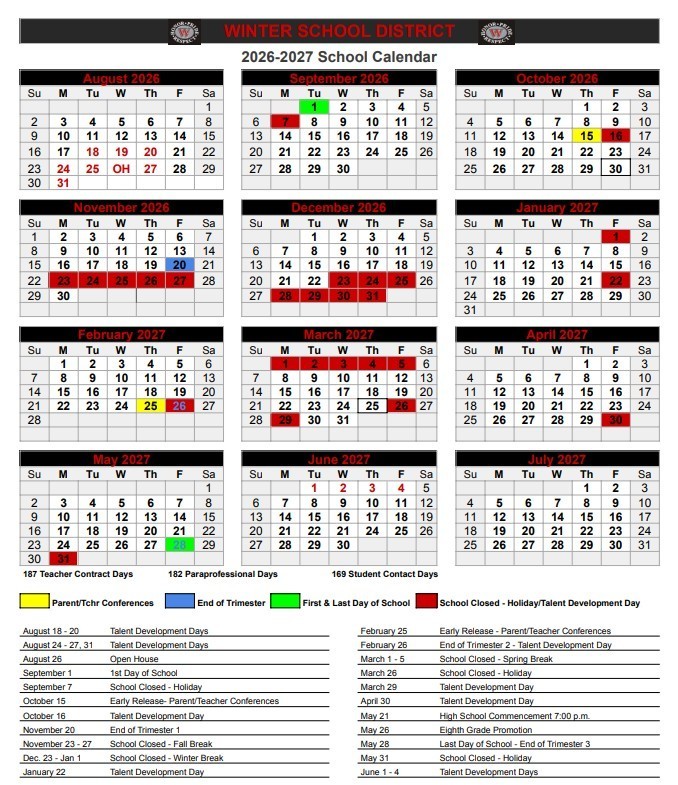 26-27 Calendar Snapshot