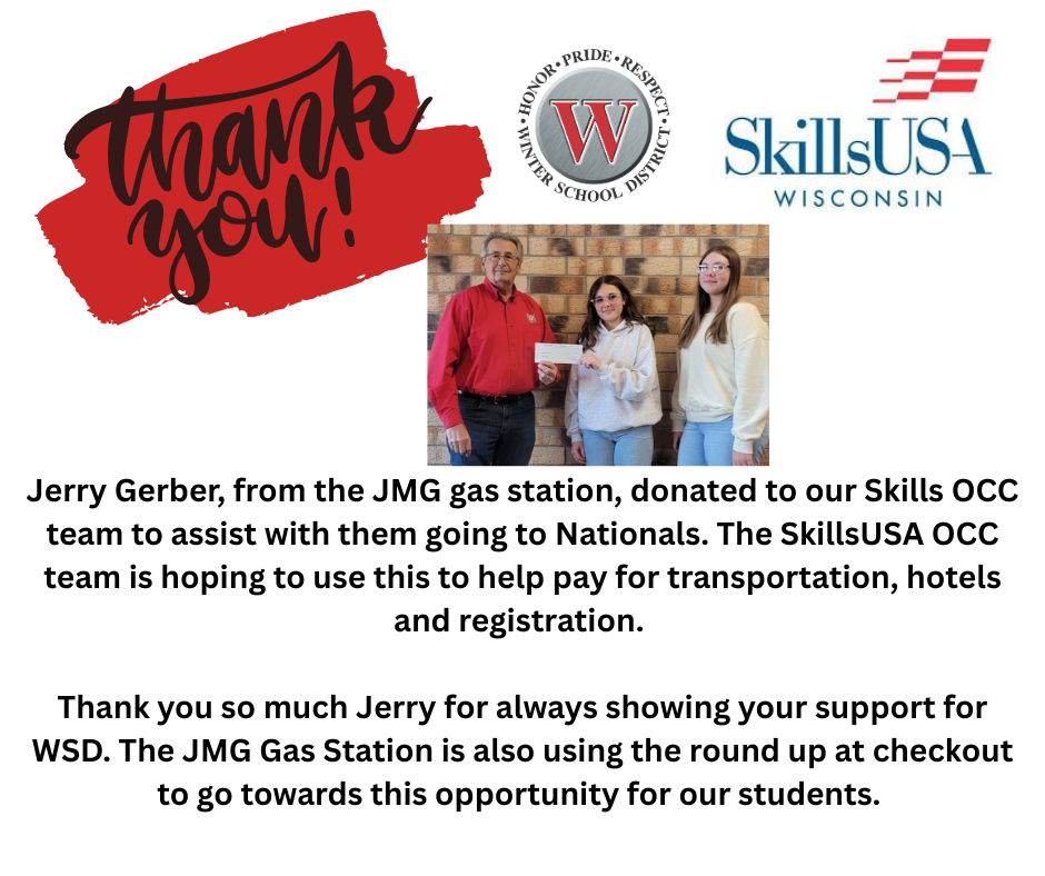 SkillsUSA Thank You to Mr. Gerber