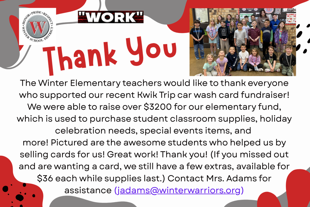 Elem Kwik Trip Carwash Fundraiser Thank You