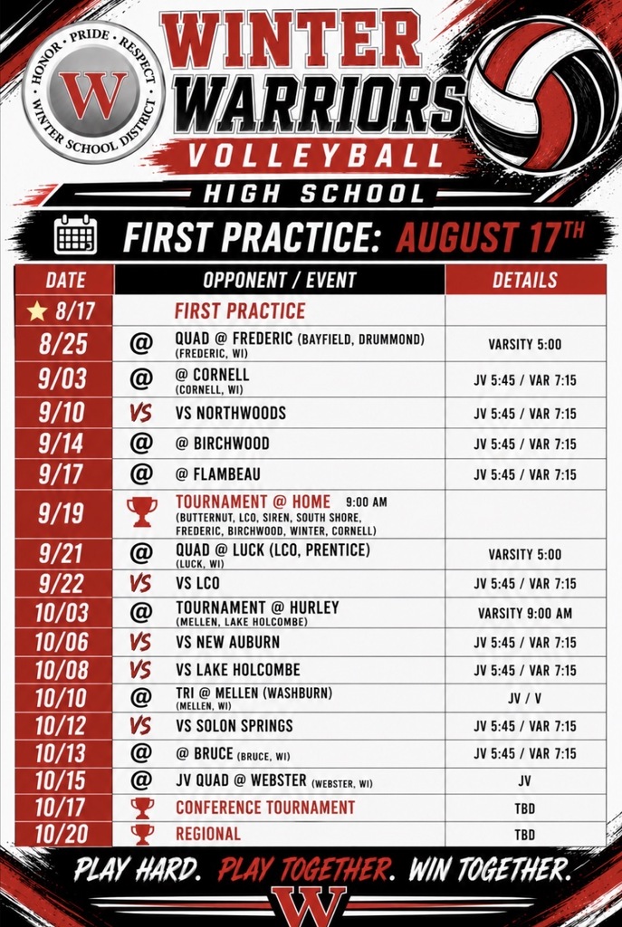 HSVB Schedule Fall 2026