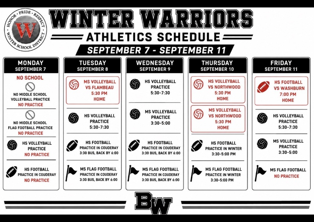 Athletics 9/7 - 9/11