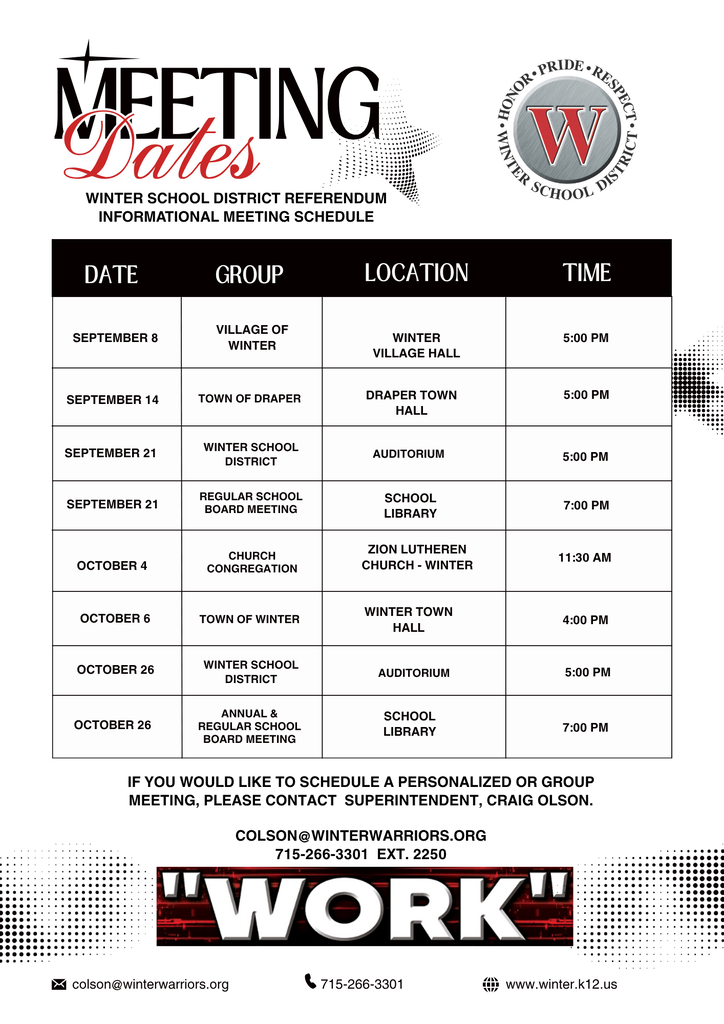 Updated Referendum Info Meeting Dates
